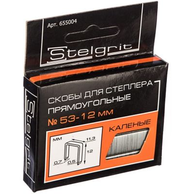 Cкобы для мебельного степлера каленые 12x0,7 мм 1000 шт./уп. "Stelgrit" 655004 (10) в Рыбинске