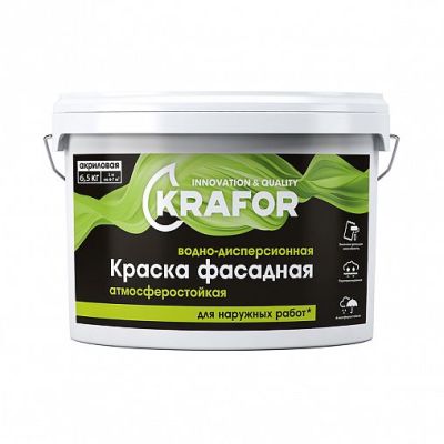Краска В/Д фасадная 6,5кг (1) Krafor (салат) в Рыбинске