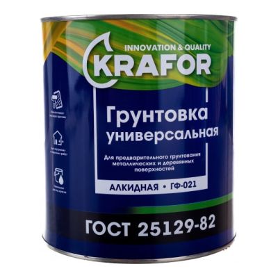 Грунт ГФ-021 серый 0,8кг (14) Krafor в Рыбинске
