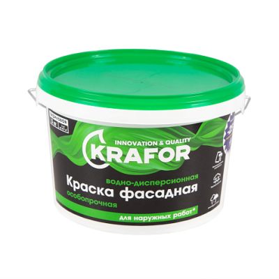 Краска В/Д фасадная 3кг (1) Krafor (салат) в Рыбинске