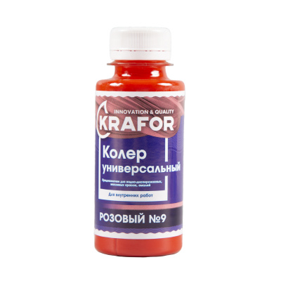 Колер универсальный №9 розовый 100мл (6/108) "Krafor" в Рыбинске